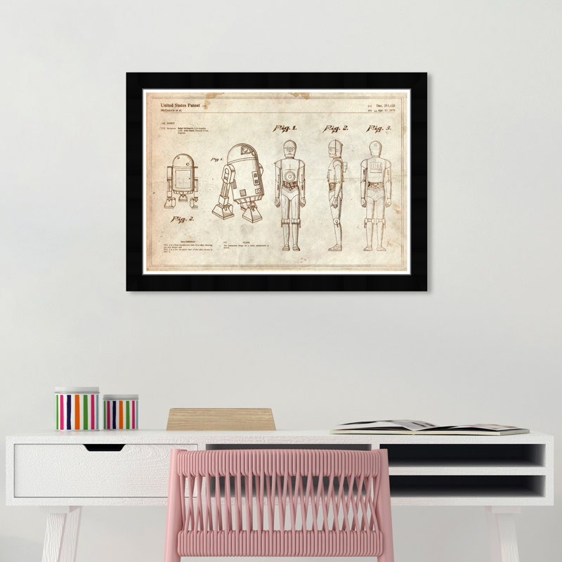 Reproduction d'art graphique sur papier encadrée, «Literature and Charots», parchemin