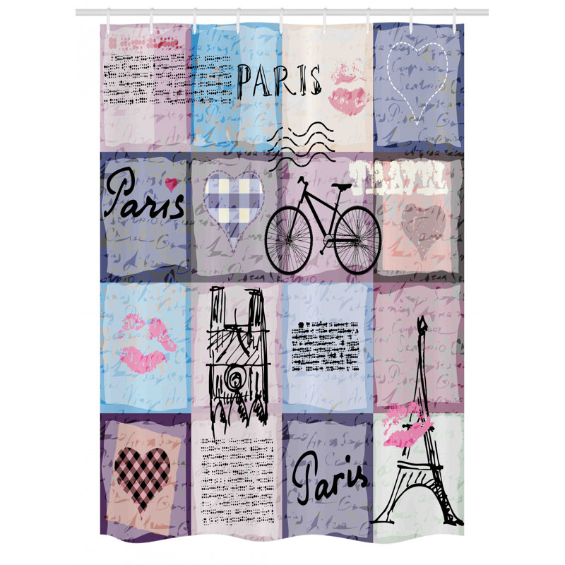 Patchwork Shower Curtain with Hooks Included, 54" W x 78" L