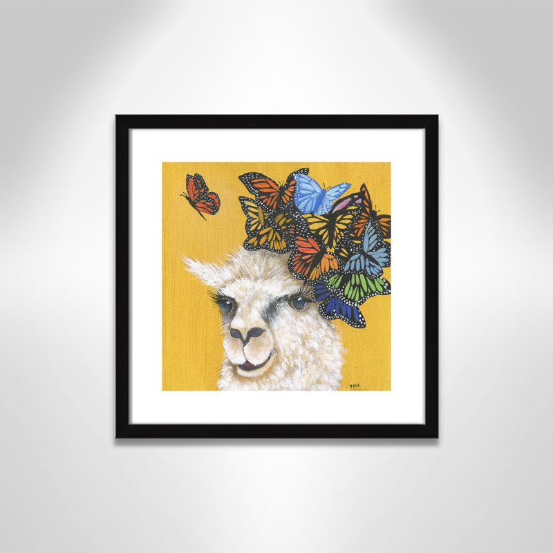 Art sur toile llama, H 17 po x l 17 po x P 1,18 po, Cadre noir