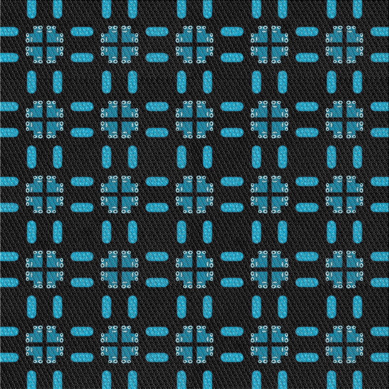 Tapis noir / vert mer tissé à la machine, Carré 8 pi