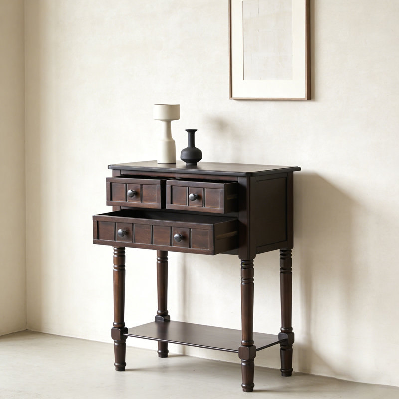 Narrow Console Table With 3 Drawers – Slim Sofa Table For Living Room Storage, 31.1" H x 23.7" W x 13" D, Espresso