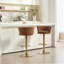 Tabouret de bar d'intérieur rembourré avec structure en métal, finition noyer et tissu beige, ensemble de 2
