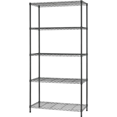 5-Tier Adjustable Wire Shelving Unit – Black, Heavy Duty Steel
