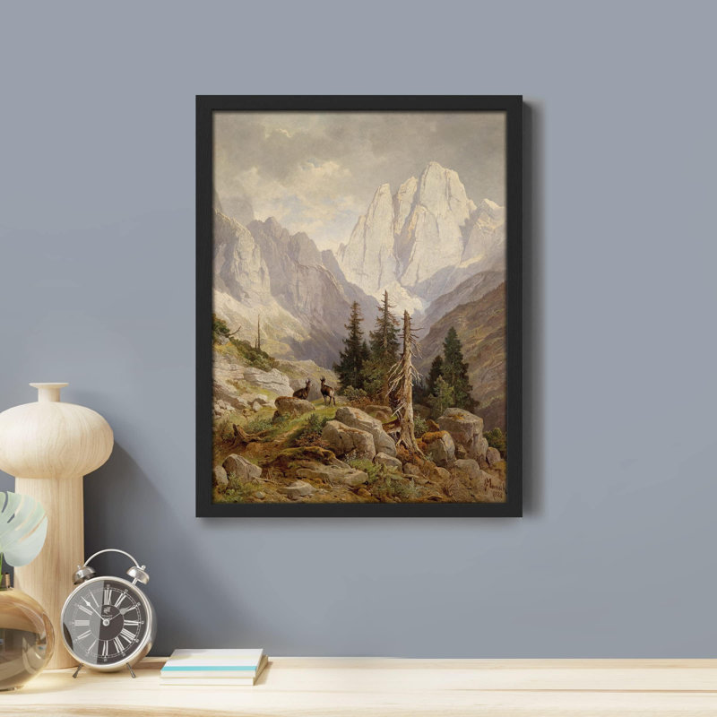 «Winter Autumn Mountain Pine Tree» sur, Noir, H 16 po x l 12 po