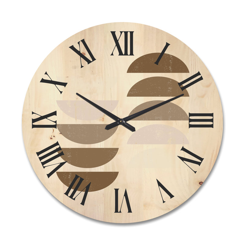 Horloge murale abstrait géométrique soleil et lune en terre cuite II, Grand