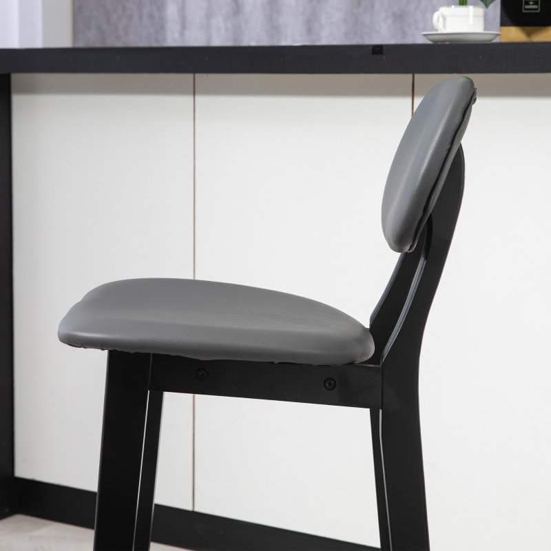 Bar Stool with Solid Wood Frame, Dark Grey/Black