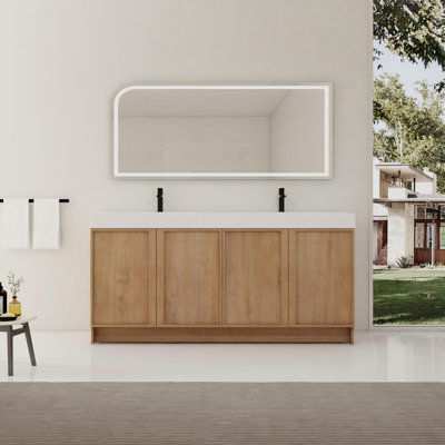 Meuble-lavabo double de 183 cm avec dessus en résine