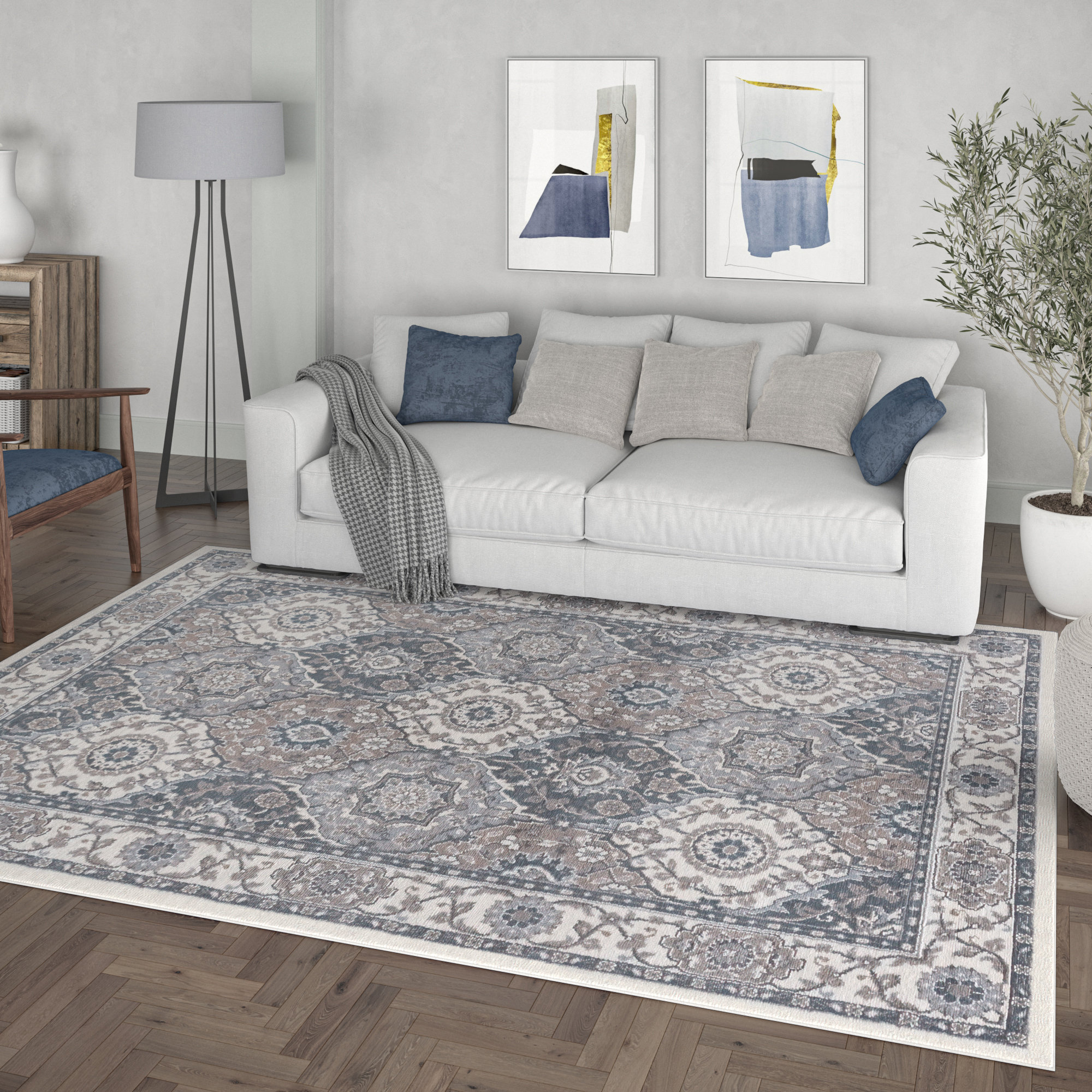 Edwa Oriental Light Gray Area Rug Alcott Hill Rug Size: Rectangle 9' x 12