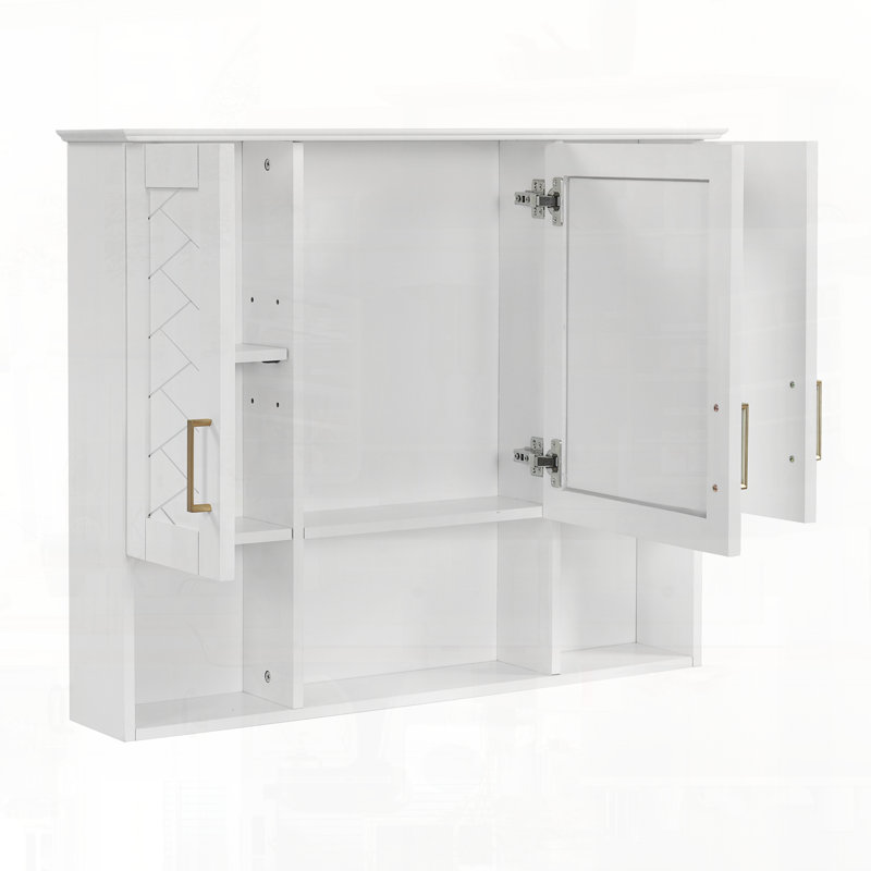 Armoire à pharmacie murale 2 en 1 avec tablettes de rangement, Blanc