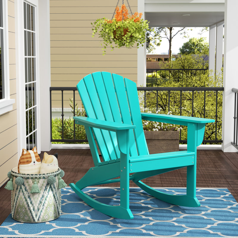 Chaise Adirondack berçante en PEHD Altura, Turquoise