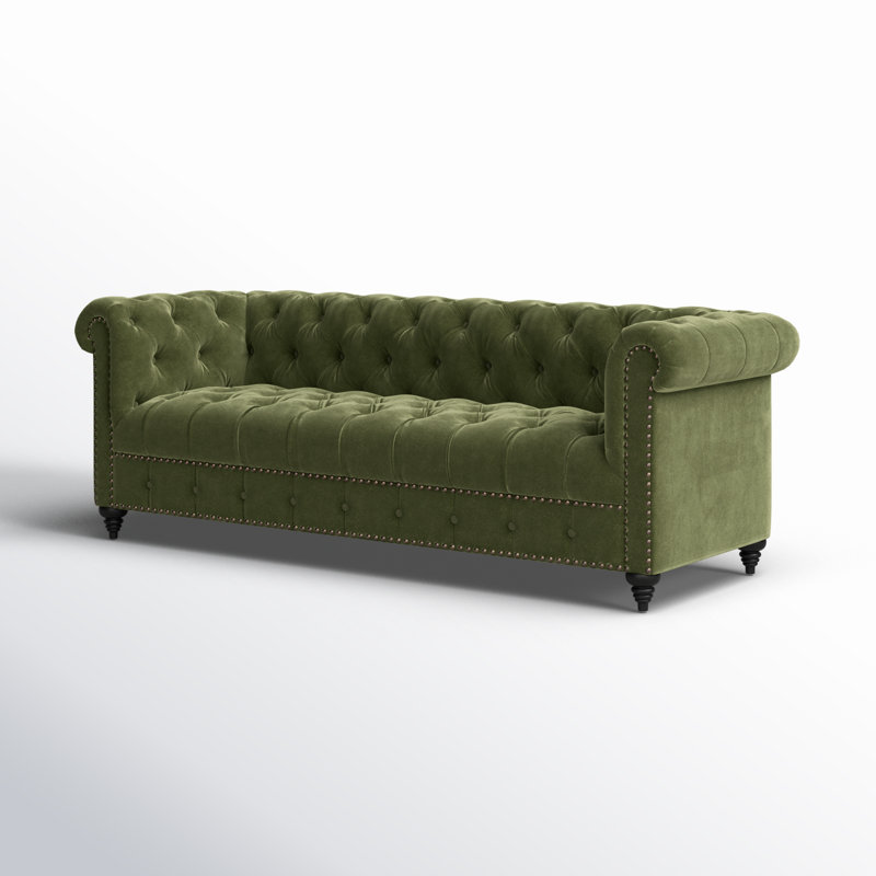 Newell Upholstered 88'' Sofa, Olive Green Velvet