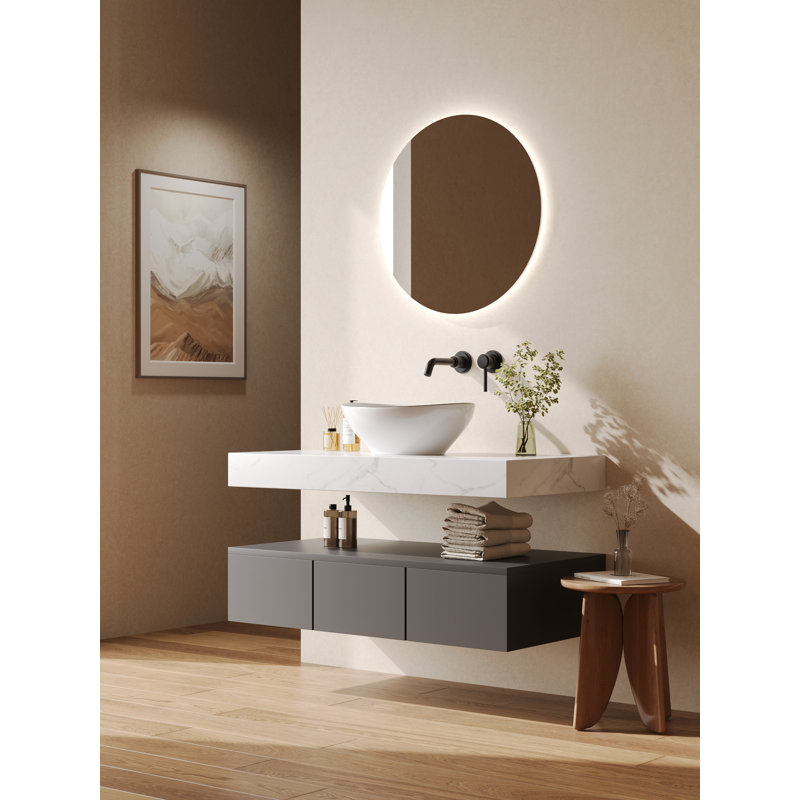 DeerValley 415 x 335 x 140mm White Oval Vessel Bathroom Sink