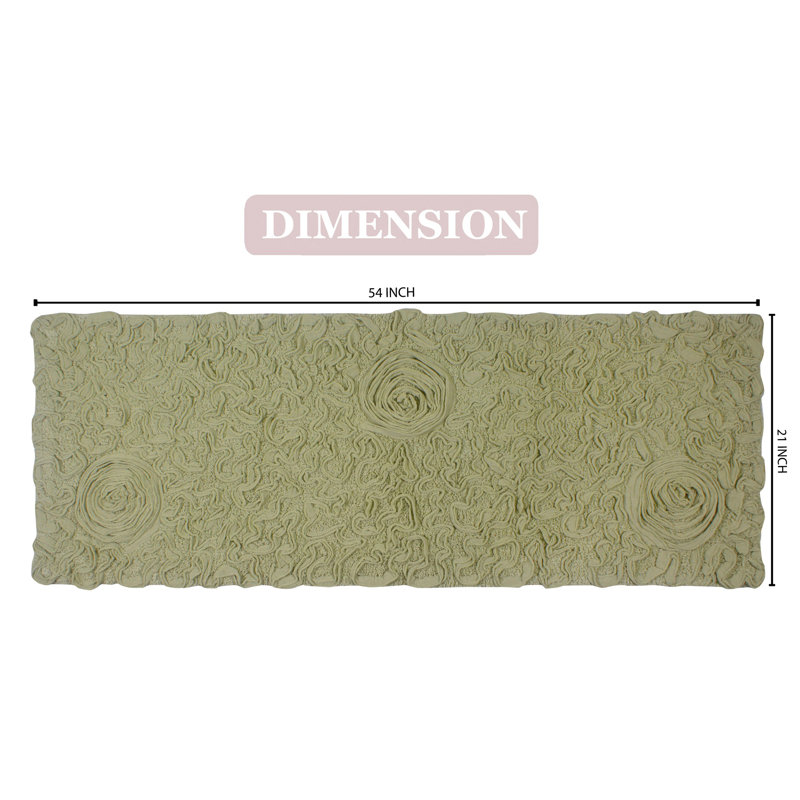 Skak Cotton Bath Rug, 21" W x 54" L, Green