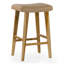 Tabouret de bar en cuir de teck beige Bonita-137135584-137135587