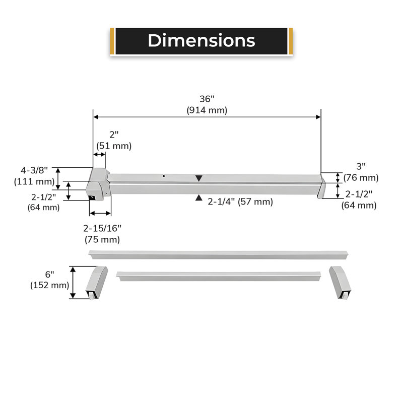 Barre verticale en aluminium 36 po Deltana PDVR36-AL, Aluminum