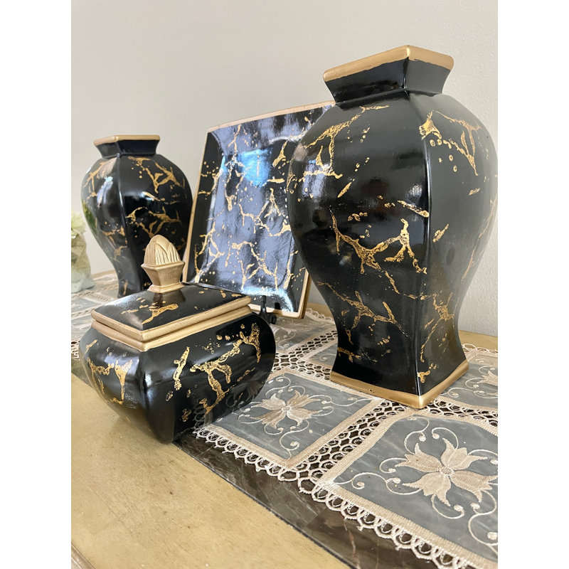 Fearson Handmade Ceramic / Porcelain Table Vase, Black