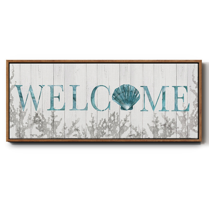 Welcome Shell- Framed Canvas, 20" H x 50" W