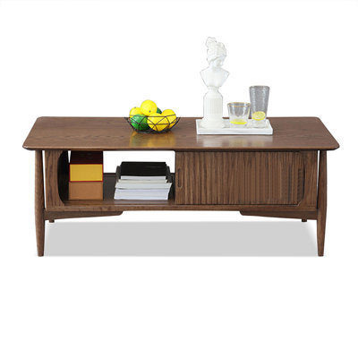 47.24" Nut-brown Solid Wood Rectangular Coffee Table