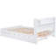 Grand lit plateforme en bois avec rangement à DEL, 2 tiroirs et lit gigogne simple, blanc-239396794