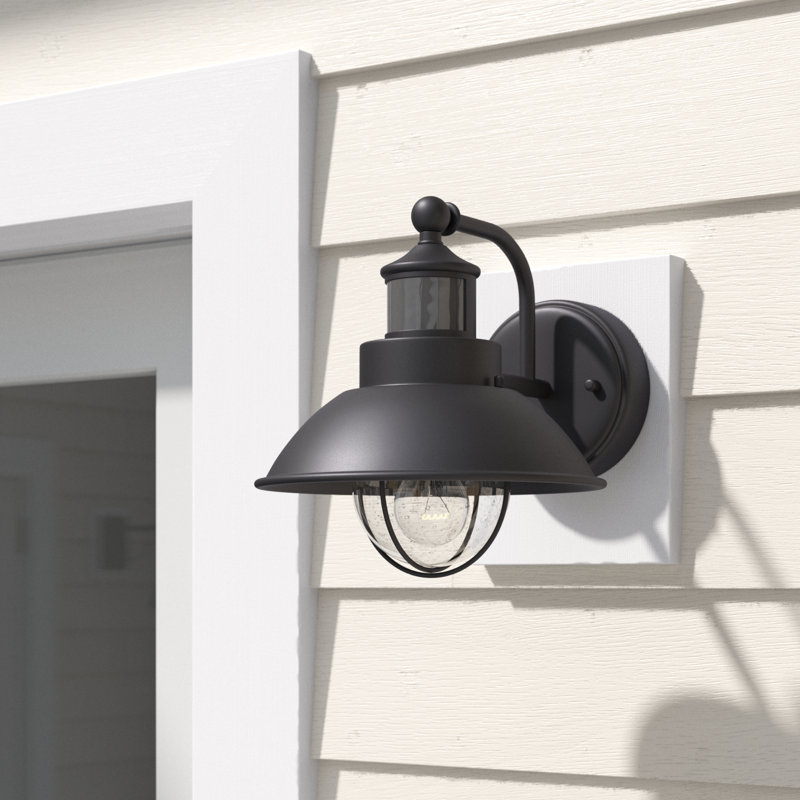 Emestine Steel Wall Light, Textured Black, 9" H x 8.25" W x 11" D