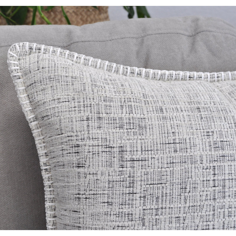 Oveesha Cream White Chenille Square Throw Pillow Covers, 20" x 20" (Set of 2)