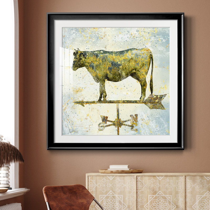 Vache Americana - cadre photo, H 26,5 po x l 26,5 po x P 1,5 po, Papier encadré noir