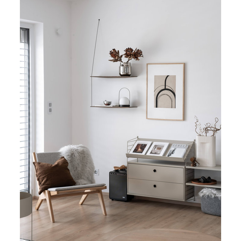 Stedge Shelf (60 Cm), Smoked Oak, 47.2" H x 23.6" W x 8.7" D