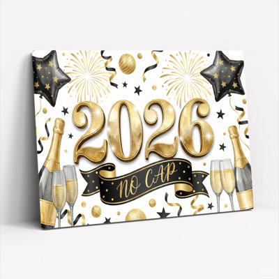 Ensemble de 1 toile tendue « 2026 No Cap Gold And Black New Year Celebration » (1 pièce)