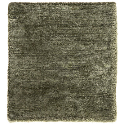 Modern Hand-Loomed Art Silk Light Moss Area Rug