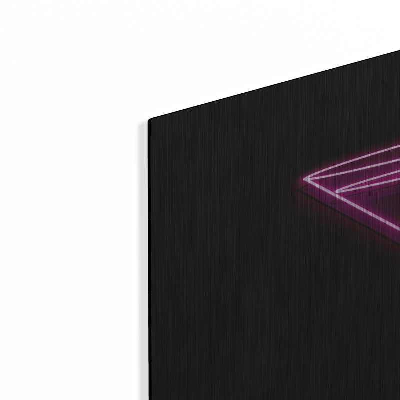 Art mural en métal Ebern Designs «Neon Martini Glass 1» par Momart, H 36 po x l 24 po