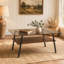 Table basse rectangulaire, plateau de table en verre trempé avec pieds en métal-212818788-212818789
