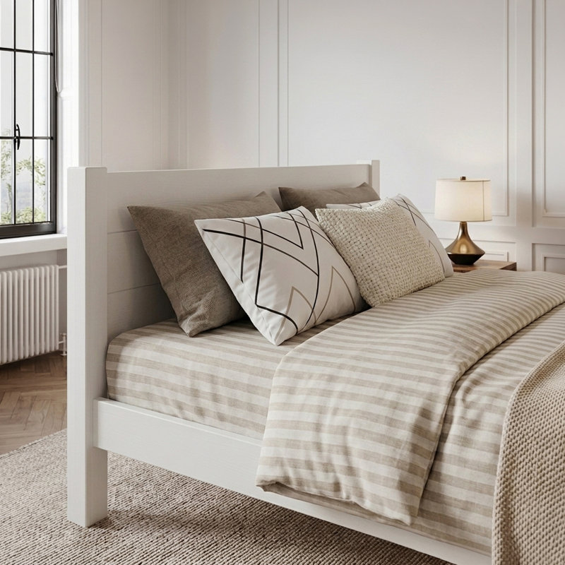 Edgecumbe Solid Wood Bed, Kingsize (5'), White