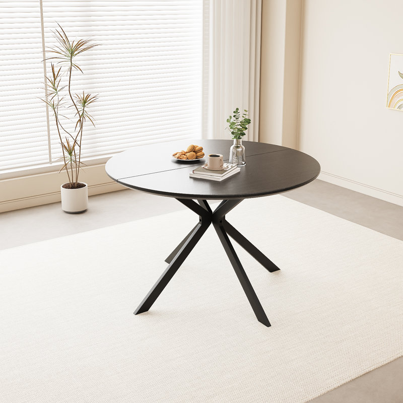46.5" Wood Round Dining Table, Black