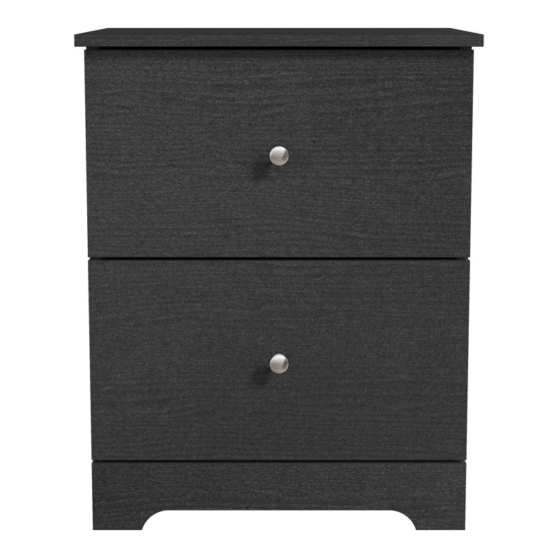 Darin Modern 23.7" 2-Drawer Nightstand, Black, Individual