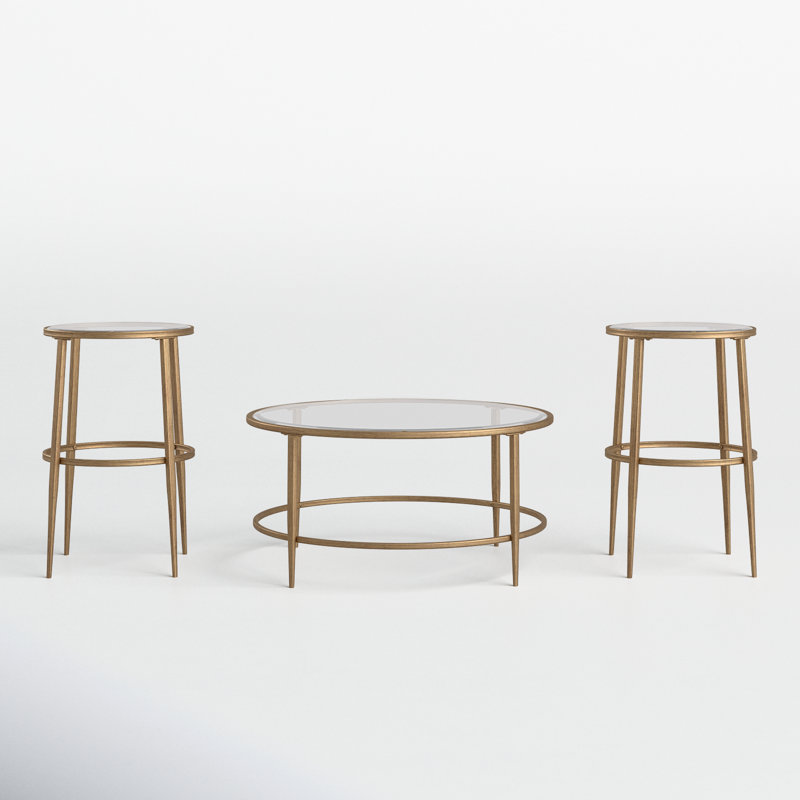 Ensemble de tables basses 3 pièces Ovadia, Or