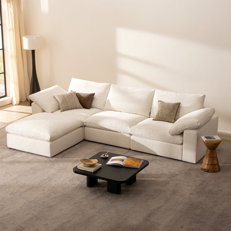 110.2" Comfy Cloud Sectional Sofa with Ottoman