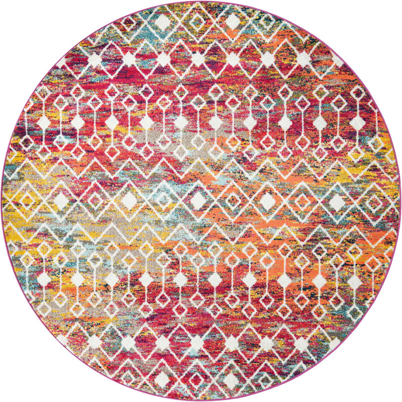 Geometric Indoor Rug, Round 7'10"