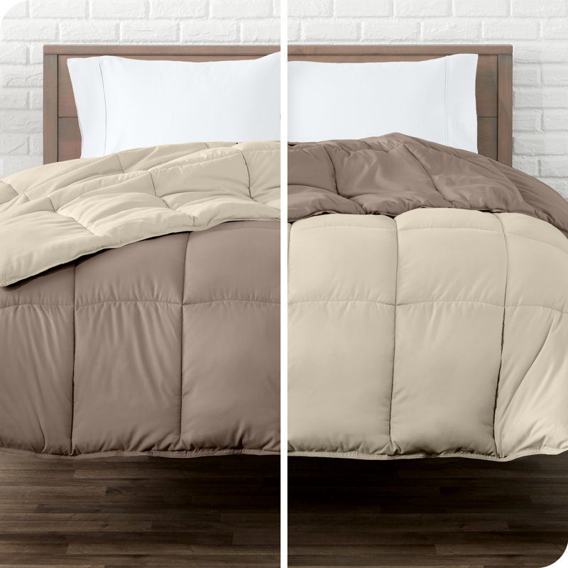 Édredon réversible en microfibre ultra douce de qualité supérieure, Taupe/sable, Édredon simple/simple TG