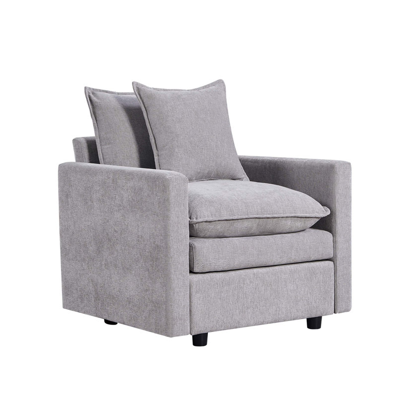 Chenille Fabric Upholstered Deep Single Seat Sofa Armchair For Reading, Relaxing And Enjoying Leisure Time In Living Room
