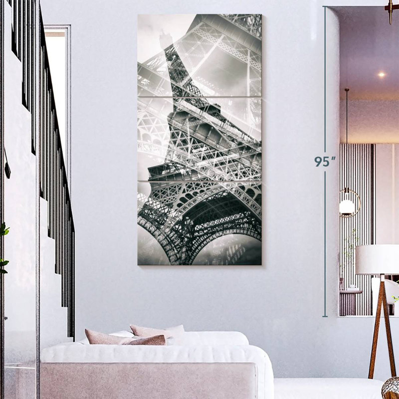 Tour Eiffel double exposition, H 27 po x l 12 po