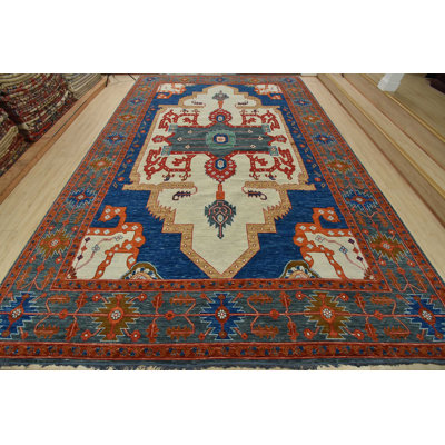 Tapis oriental tribal en laine noué à la main 12 pi x 18 pi 2 po Serapi