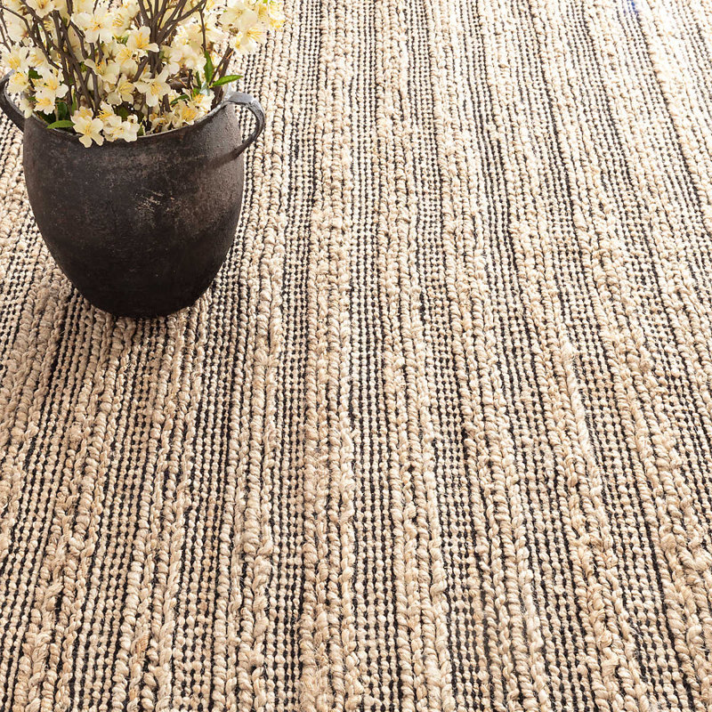 Simba Handwoven Jute Rug, Rectangle 8'6" x 11'6", Black