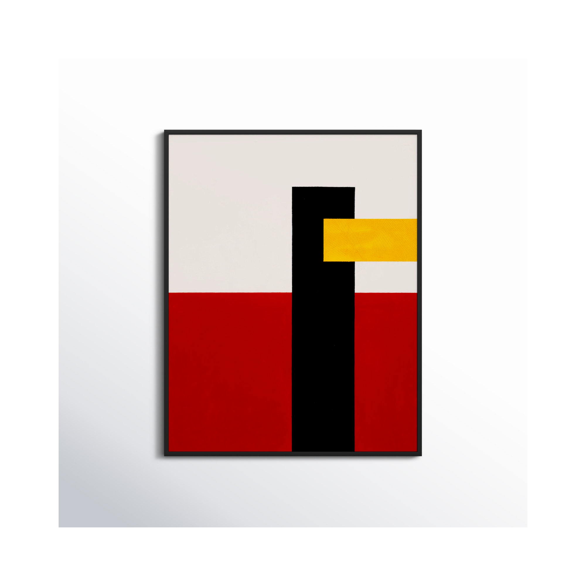 Composition With Yellow 4 by Robert Kamnatnik, Black Framed Canvas, 38" H x 30" W x 1.38" D