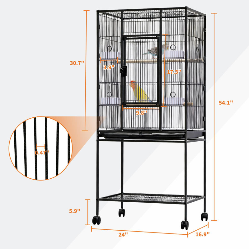 Grande cage à oiseaux de 160 cm de hauteur avec tablette de rangement amovible pour perroquets Conures Lovebird Cockatie