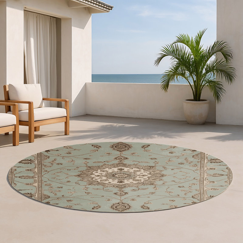 Tabriz Gray Indoor and Outdoor Area Rug, Rectangle 3' x 5'