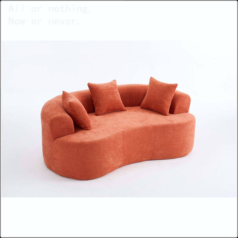 Canapé en forme de croissant sans assemblage requis, Chenille orange