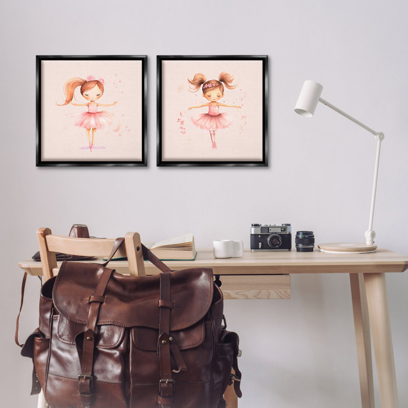  «Little Ballerina Dancers», ensemble de 2 toiles flottantes encadrées par Andrea Haase, H 18 po x l 18 po