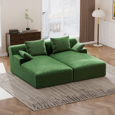 2-Piece Modular Velvet Double Chaise Lounge-Flexible Layout, Effortless Assembly-Free Design by Latitude Run