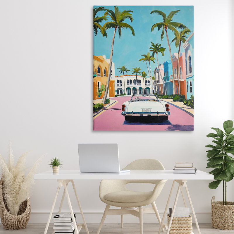 Toile de voiture tropicale classique, design par Franklyn Gregory, H 48 po x l 36 po