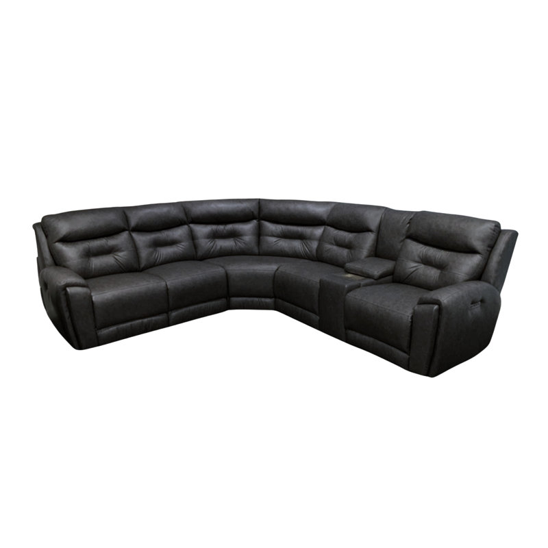 Point Break Triple Power Sectional, Right Hand Facing, Black Polyester Blend